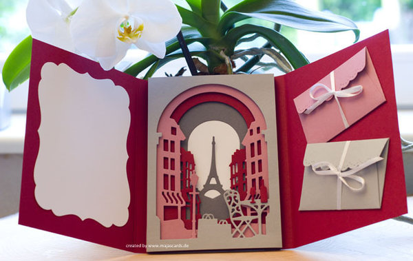 3D-Glückwunschkarte Hochzeit Paris